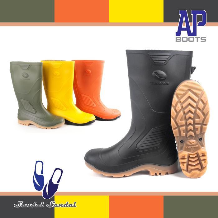 Sepatu Boot Tinggi Ap Boots Ap Terra Eco 3 Hijau Kuning Orange Karet Shoes Pria