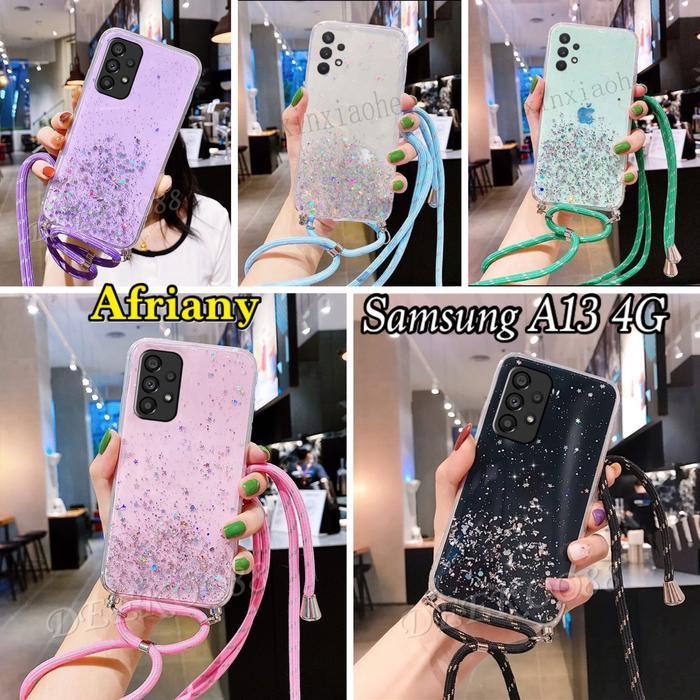 Case Tali Nagita Samsung Galaxy A13 4G Lanyard Glitter Gantungan