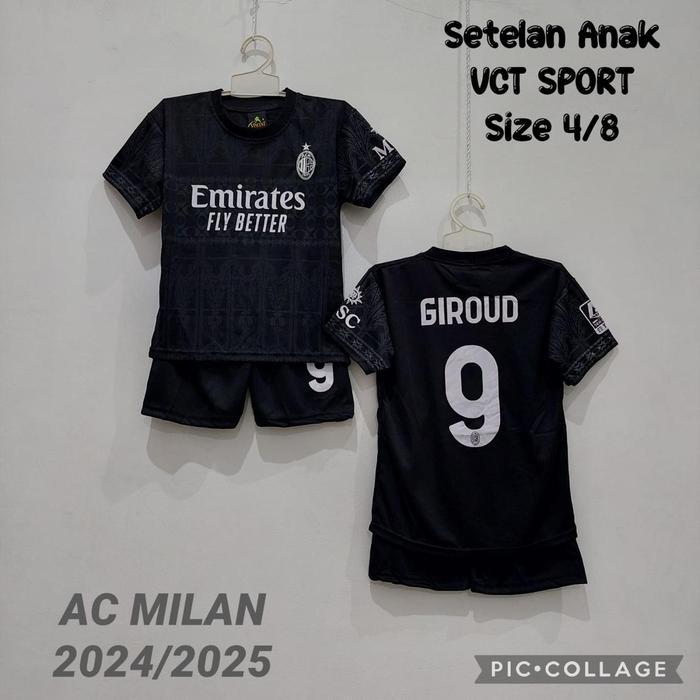 Sale Setelan Jersey Sepak Bola Anak Usia 1-13 Tahun Warna Hitam