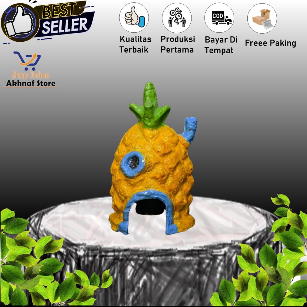 Hiasan Aquarium Dekorasi Ornamen Aquascape Rumah spongebob/Hiasan Akuarium spongebob