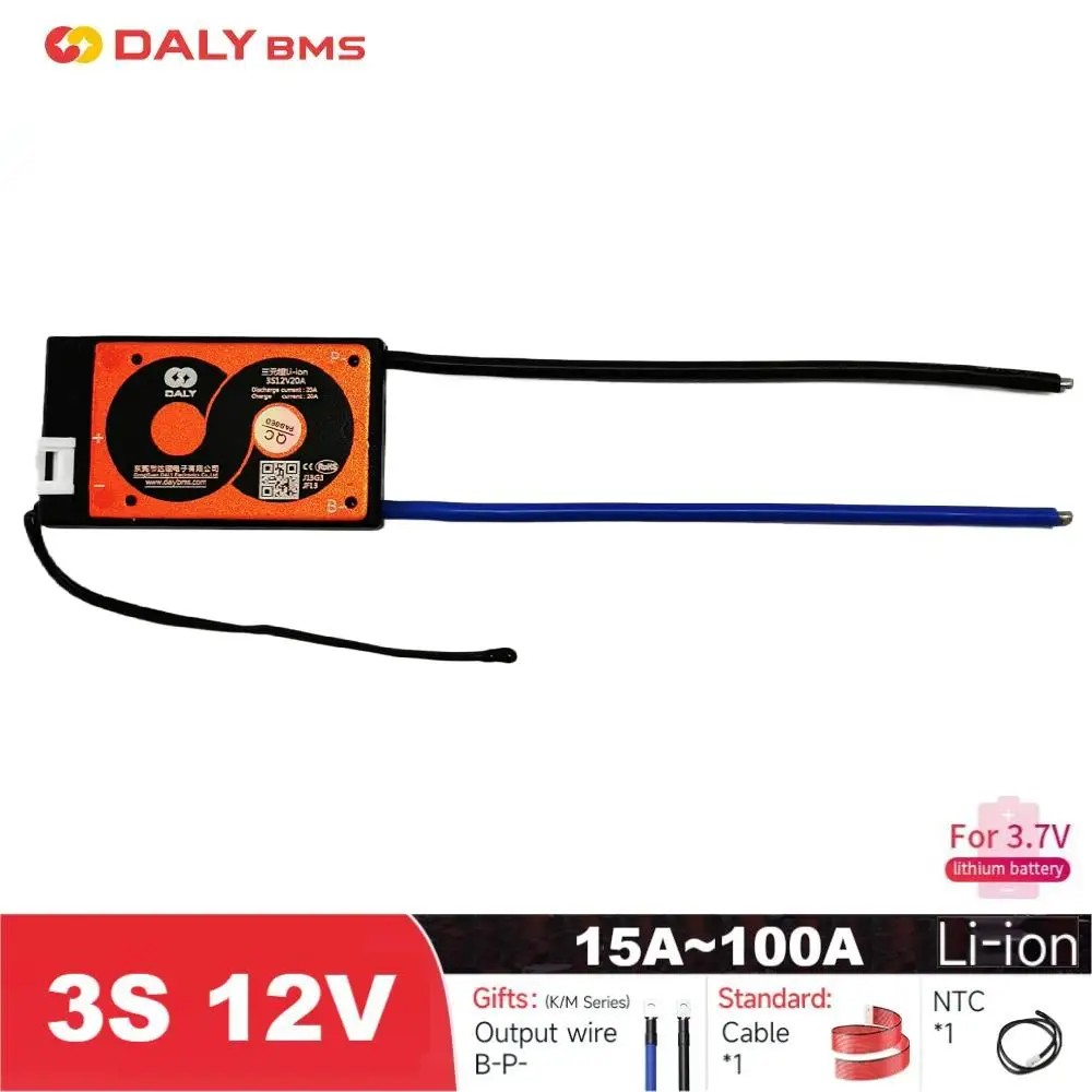 DALY 3S 12V Balancing 40A Board BMS DALY 12V 100A BMS 3S 60A Lithium 20A 15A BMS With NTC