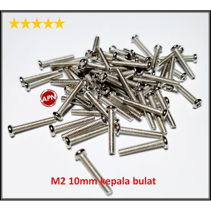 New 50PCS BAUT 2MM / BAUT M2 / SCREW M2 PANJANG 10MM KEPALA BULAT