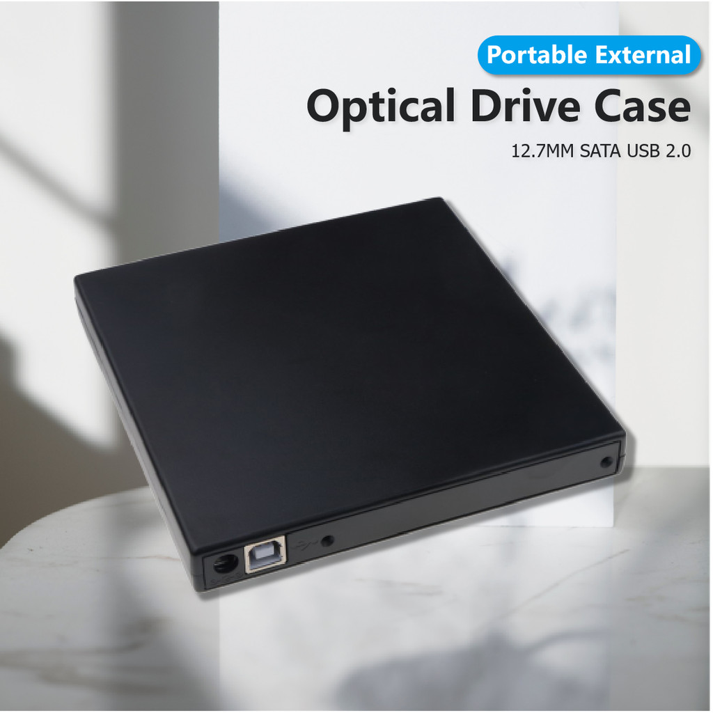12.7mm USB 2.0 Portable External Optical Drive Case Kit External Mobile Enclosure DVD/CD-ROM Case Fo