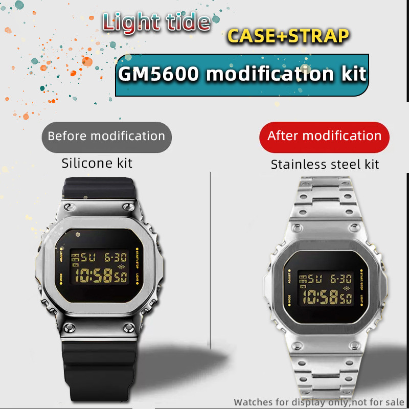 Gm5600 Metal Case+Strap For Casio Gm-5600 Case G-Shock 3229 Gm5600 Metal Strap Kit Diy Set Watch