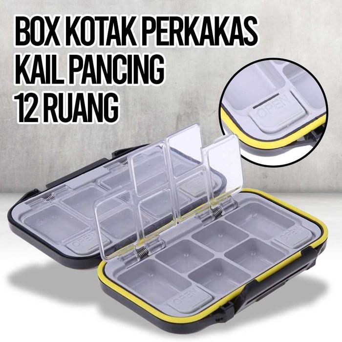 Kotal Kail Pancing 12 Ruang Lengkap Pancing Mini Set Box Kail Mini Tempat Kail Pancing Kotak