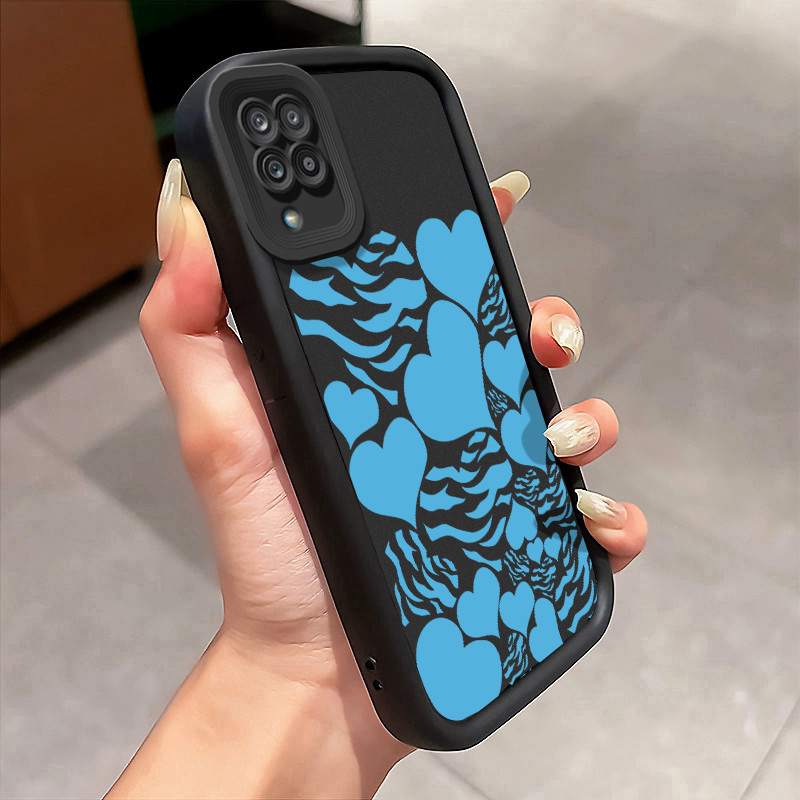 Casing Hp untuk Samsung Galaxy A22 M22 Case Hati biru Kasing Bernapas Cesing  Kesing Silikon Cheap S