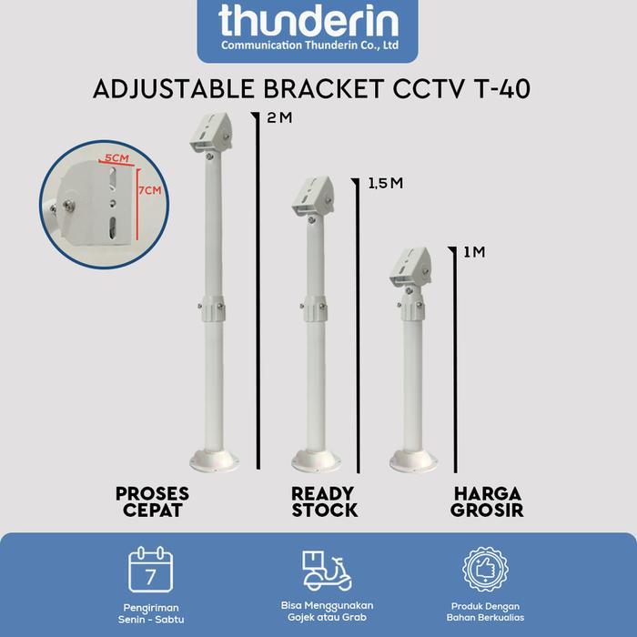 NEW Adjustable Bracket T Tiang CCTV Outdoor, Panjang 1,5 M - 3 M
