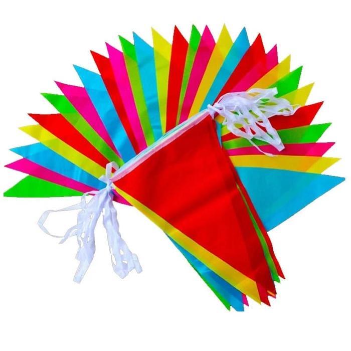 Merah Putih - 80 Meter Bendera Segitiga Merah Putih / 150pcs Bendera Kain Segitiga
