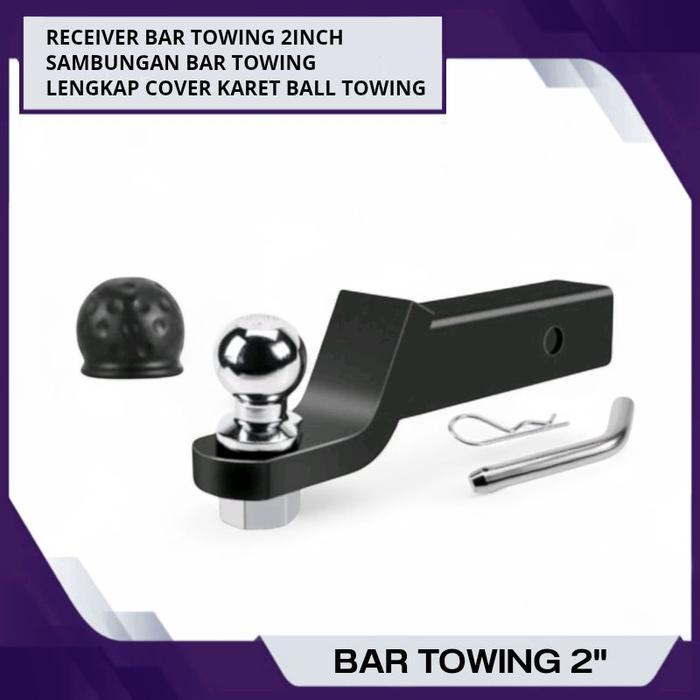 Sambungan Bar Towing Sambungan Towing Bar Receiver Towing Ball 2 Inch + Lidah Towing Gandengan