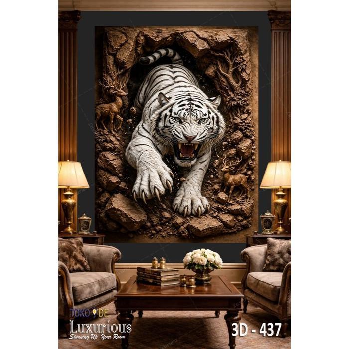 Terlaris Wallpaper Sticker 3D Motif Harimau Putih Stiker Macan Tutul Dekorasi Dinding Lukisan Tiger