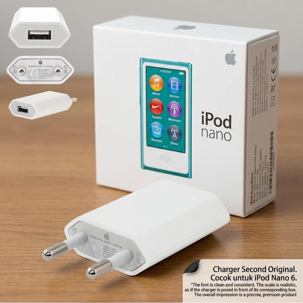 Charger Copotan Apple A2118 Ori Second Original Bekas 5V1A Cocok Untuk iPod Nano 6 Cas Stabil