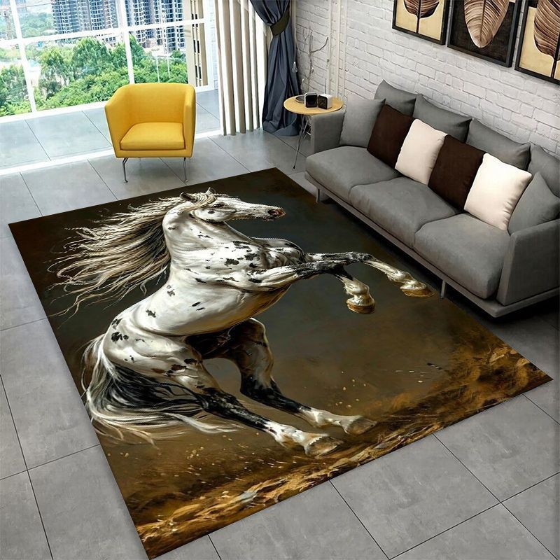 3D Tikir Tanah 3D RUG Kuda Liar Pentium Steed Area Luas Karpet Anti Selip Karpet Tahan Lama untuk Ka