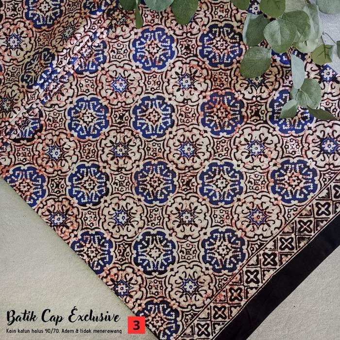 KAIN BATIK CAP HANDMADE SOGAN BATANGAN JLAMPRANG ( BIRU - COKLAT )