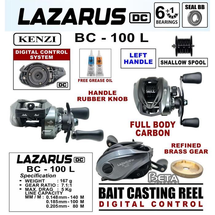 REEL KENZI BC LAZARUS DC 100 L Left Handle Digital Control DC Bait Casting Reel Carbon Body