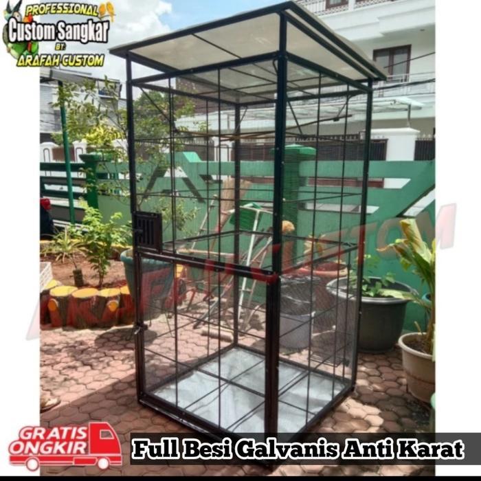 Kandang Burung Ternak Koloni Besi Besar Lovebird Kenari Murai Finch Parkit Hantu Jalak Outdoor Antik