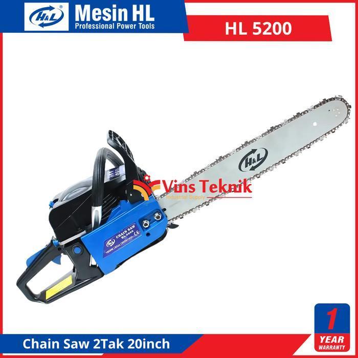 H&L HL 5200 Mesin gergaji kayu Chain Saw chainsaw 20inch HL5200 HL5200