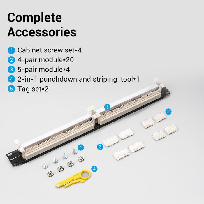 Vention Telephone Patch Panel Rackmount RJ11 Telepon