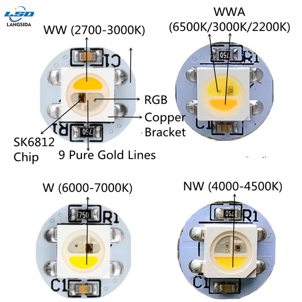 WS2812B LED Chip 5V Solde Board, 5050 SMD RGBW with Built-in IC Full-Color SK6812 Small Circular