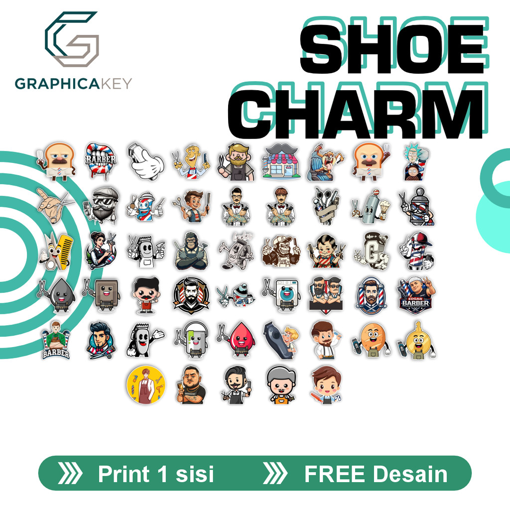 Icon Drop Shoe Charm - AKRILIK CUSTOM - BARBERSHOP CHARACTER SERIES - DIY Shoe Decoration