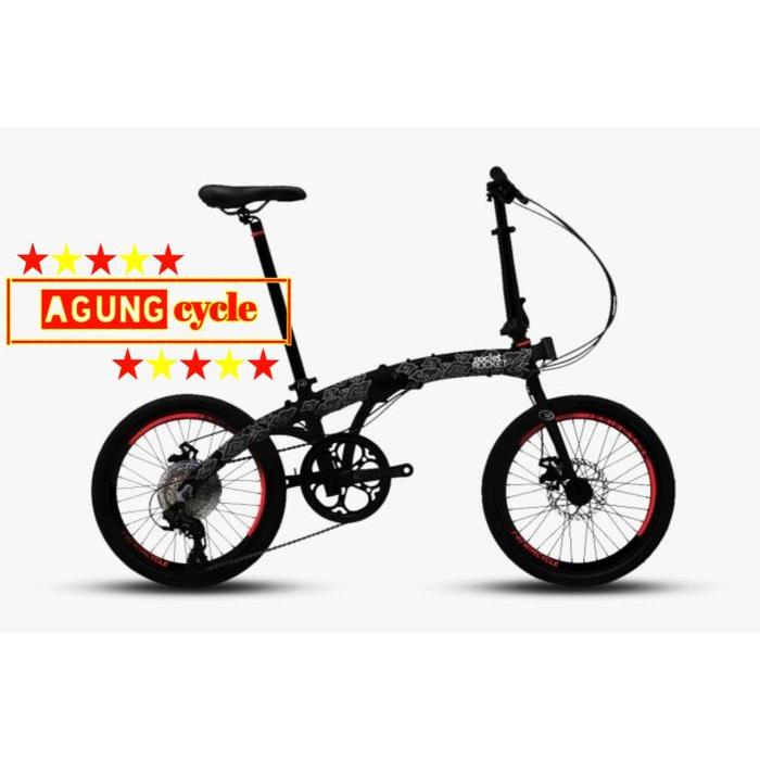 Sepeda Lipat / Folding Bike WIMCYCLE Pocket Rocket 20 inch 8 SPEED - Hitam