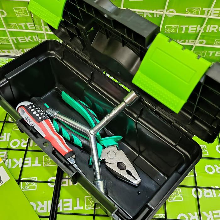 Terlaris Paket Kunci 4 Set /Tang Kombinasi 8 Inch + Kunci Sok Y 8X10X12 Mm + Obeng -&+ / Toolbox