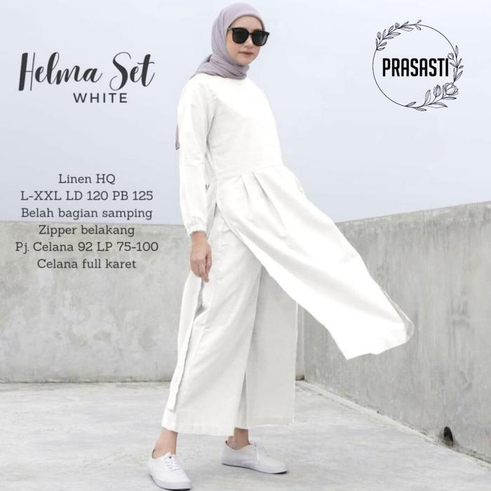 ASLI baju setelan celana wanita tunik katun HELMA SET READY STOCK