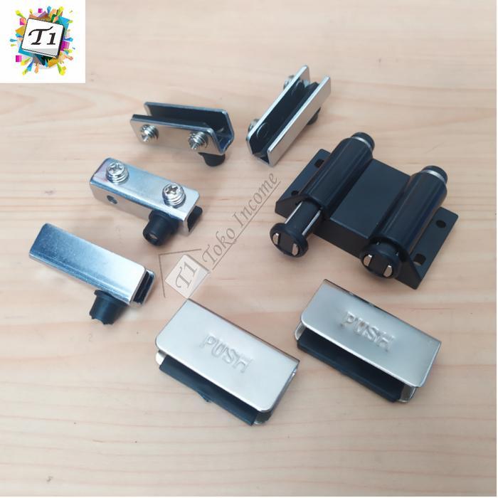 Engsel Pivot Kaca Jepit PLUS Magnet Push Tip On Kabinet Lemari TV