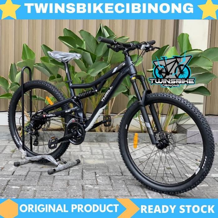 Sepeda Gunung Thrill Oust 3.0 Full Suspension - BLACK WHITE, 17