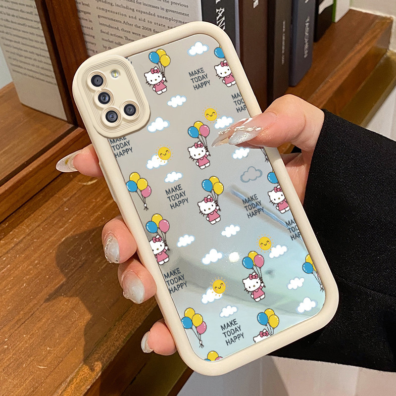Casing Hp Untuk Samsung Galaxy A31 Case Kucing balon Kasing Mirror Cesing Akrilik Silikon Softcase C