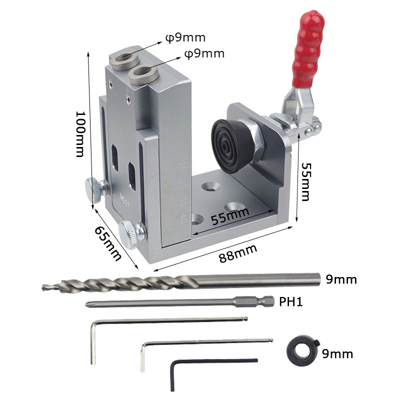 Quick Inclined Hole Doweling Jig Kit 15 Degrees Pocket Hole Jig With Push-pull Clamp Locator Hole Pu