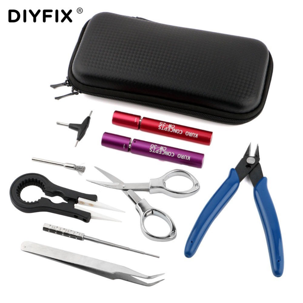 9 in 1 Vape DIY Tool Kit Bag Wire Coil Jig Winding Ceramic Tweezers
