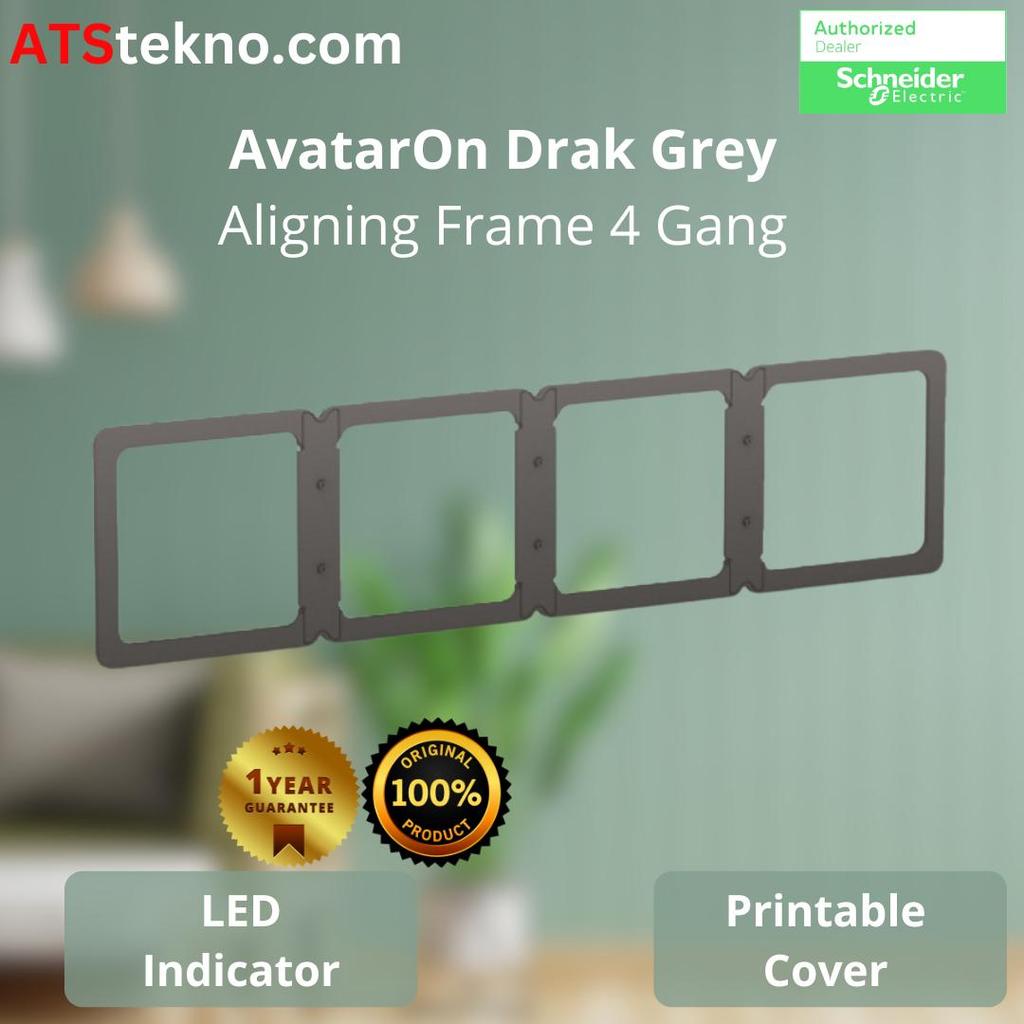SCHNEIDER AVATAR ON FRAME 4 GANG BRACKET DARK GREY (AVATAR ON)