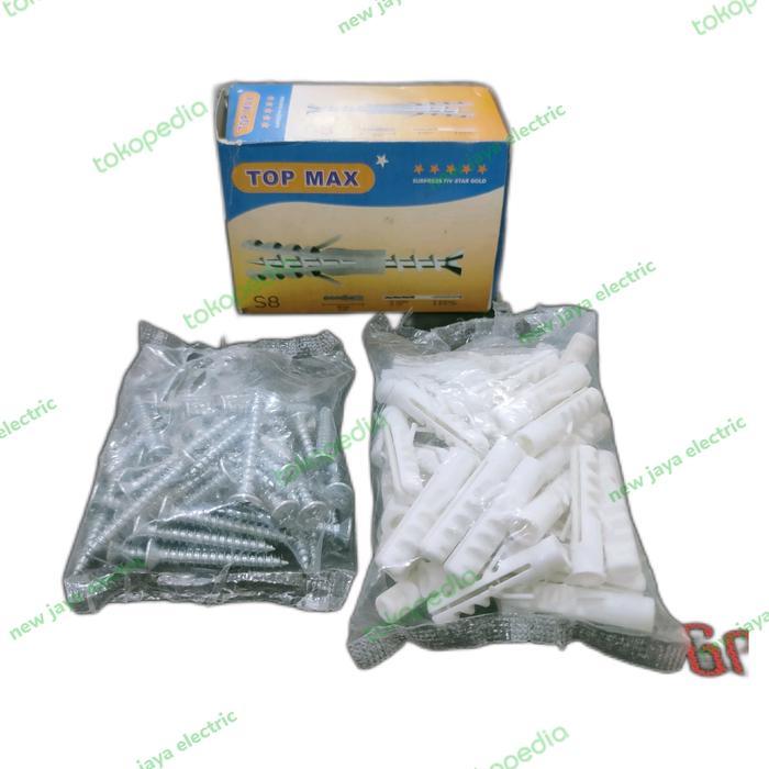 Palinglaris- Top Max Fisher S8 + Sekrup 1Kotak 50Set / Fiser Tembok S8 + Skrup 50S