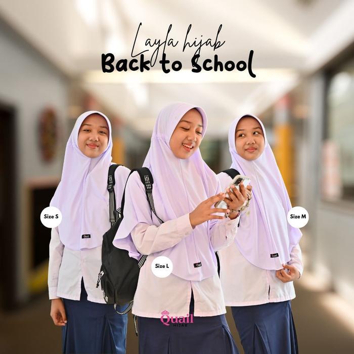ORIGINAL Quail Hijab - Layla Hijab Sekolah Anak Hijab Instan Putih Sekolah Kerudung Sekolah Anak