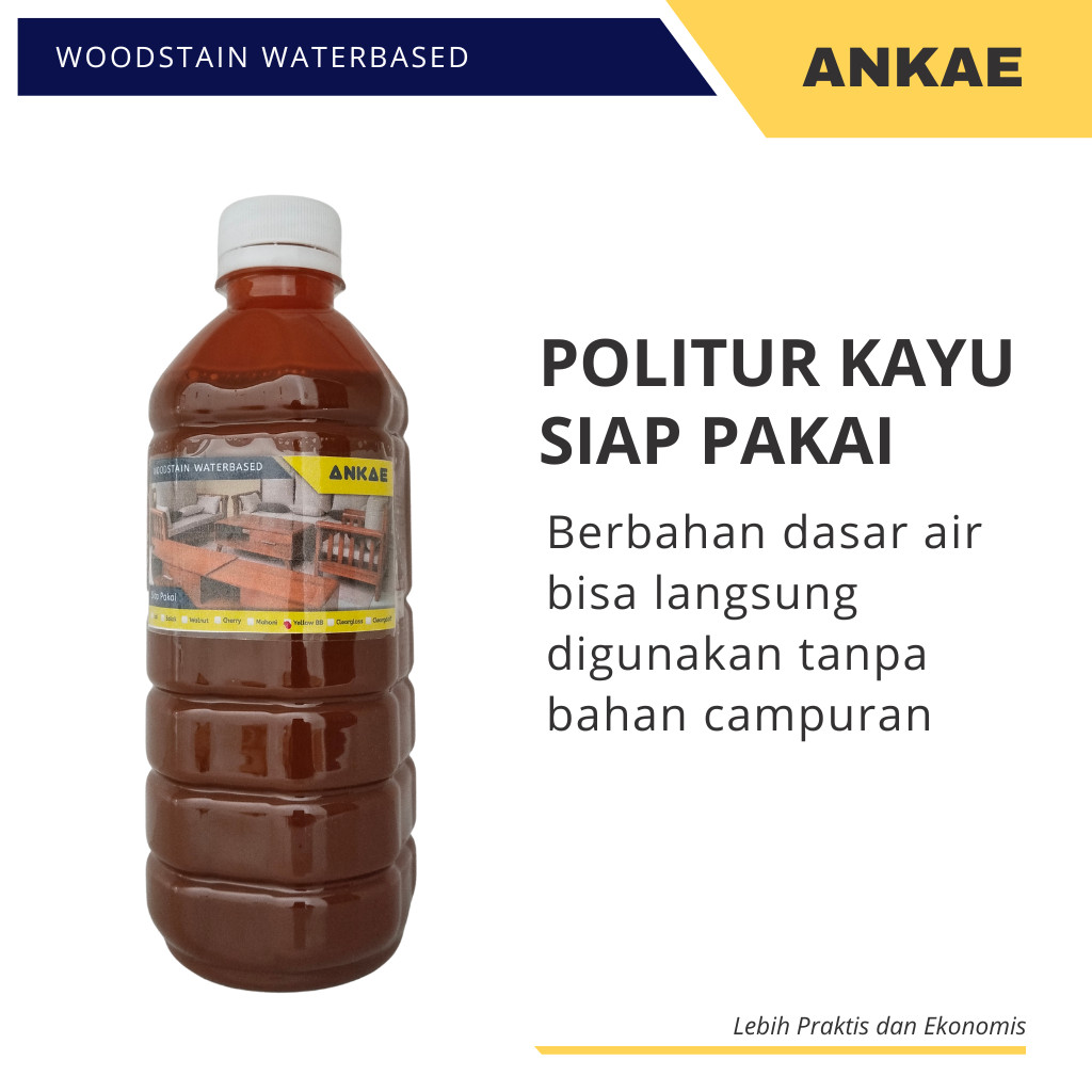 Politur Air Plitur Kayu Siap Pakai 500gr Warna Jati Mahoni Coklat Tua Walnut Salak Cat Pelistur