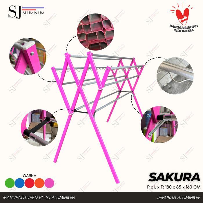 cuct- Sakura - Jemuran Aluminium Jumbo Hanger / Jemuran Pakaian & Baju / Rak Jemuran Handuk