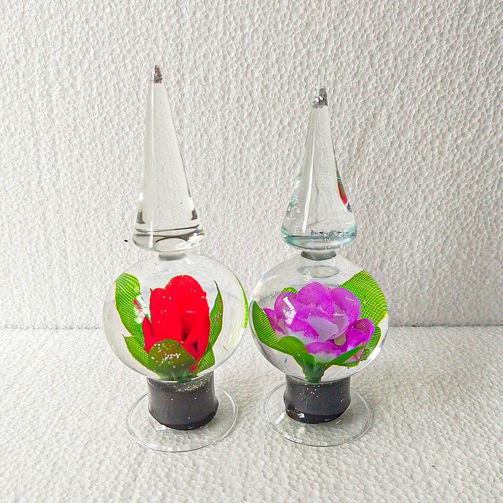 hiasan meja/lemari unik bahan kaca bermacam warna