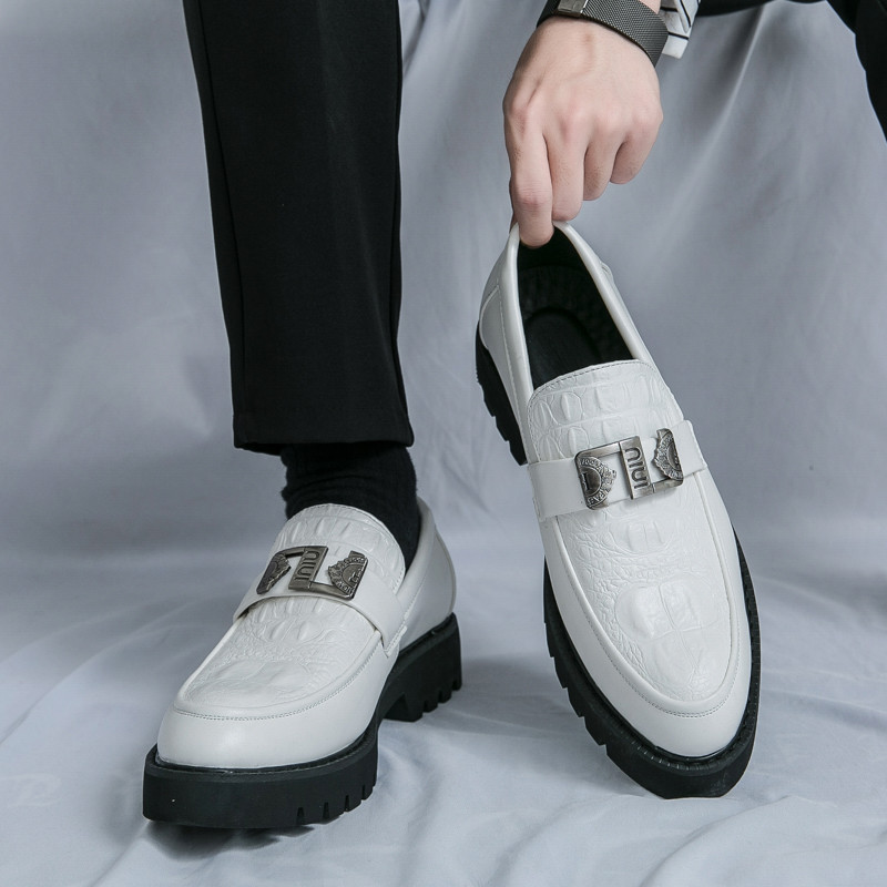 White Loafers Mens Party and Business Loafers Thick Soled Men Dress Platform Shoes Comfortable