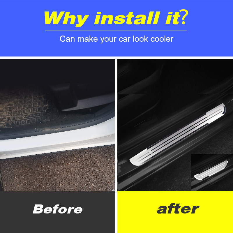 Vtear Car Door Sill Anti-Dirty Stickers Cover Decoration Exterior Anti-Kick Pedal Trim Accessories