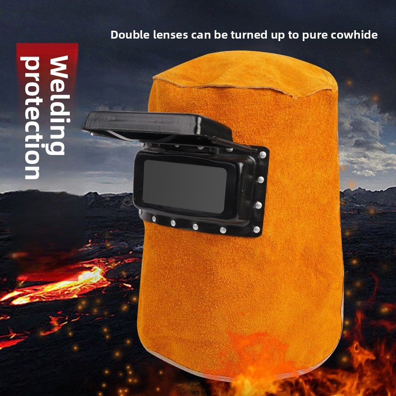 Cowhide Welding Cap, Face Mask, Anti Scalding Cap, Shawl Cap, Welding Protection, Flame Retardant