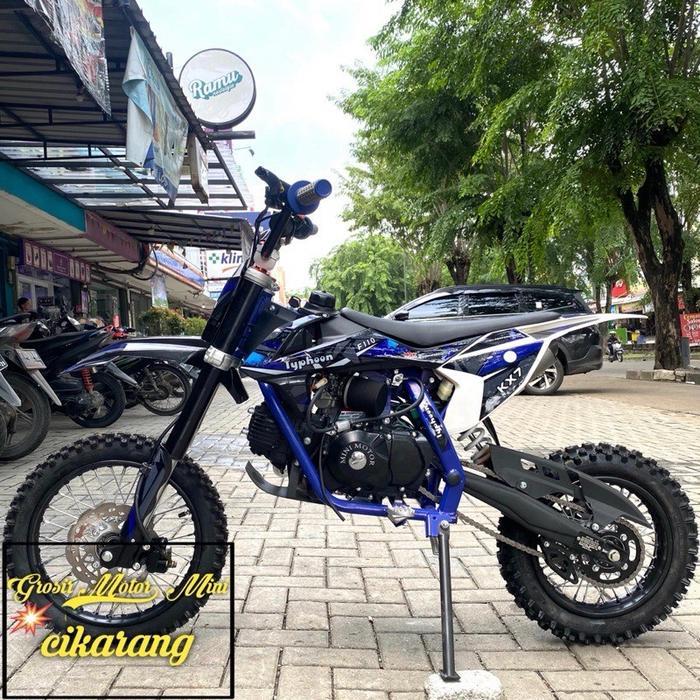 MOTOR MINI TRAIL 110CC TYPHOON MATIC RING 14/12 MESIN 4TAK - Biru