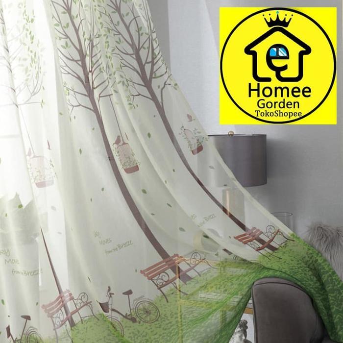 New Vitrase Gorden/Vitrase Cream/Pohon Besar Putih Hijau