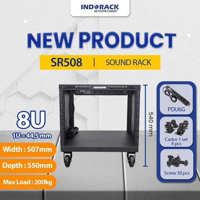 Indorack Sr508 - Sound Rack 8U Depth 550Mm - Rak Sound System Indorack