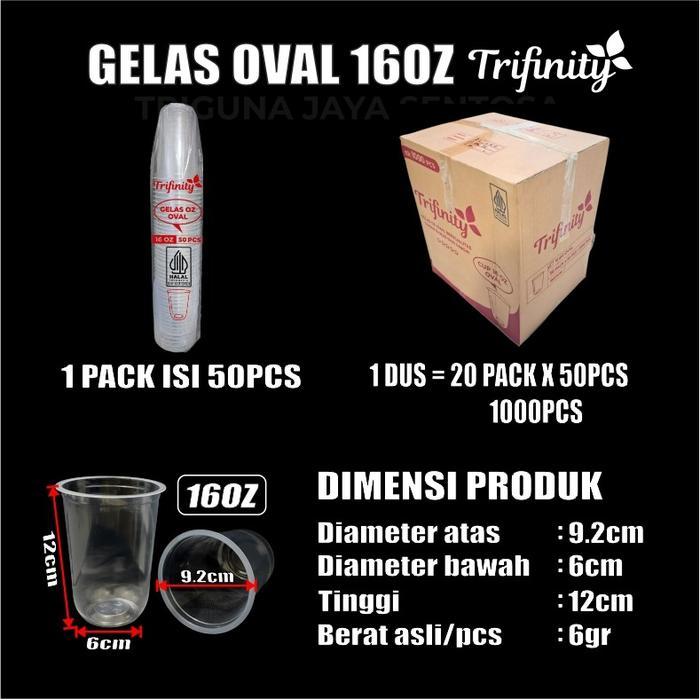 READY Gelas oz Oval 14oz 16oz 18oz 22oz Per Dus Bening Cup Plastik Js Krm Medan