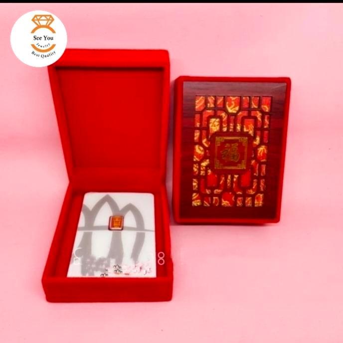 NW Kotak Tempat Logam Mulia Emas Kotak Perhiasan Kalung Merah Hoki Mewah