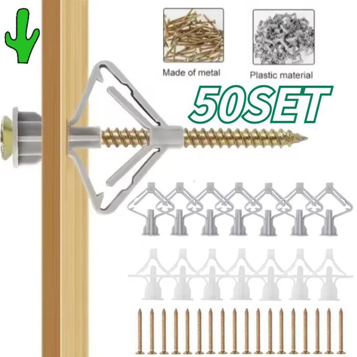 50Set Sekrup Gypsum/Pengencang Sekrup Gypsum Kupu/Toggle Gypsum/Pengunci Sekrup Gypsum/Butterfly