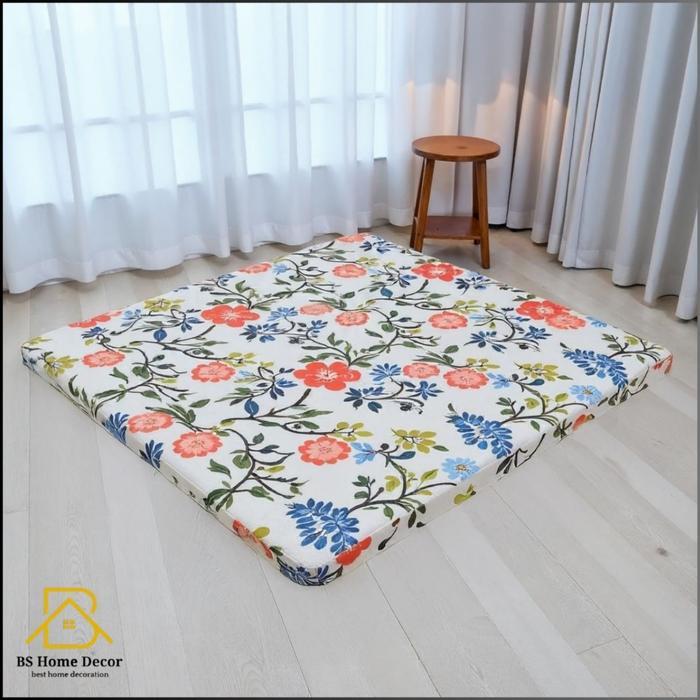 Bshomedecore - Kasur Lipat Gulung 200X150X2Cm Surpet Katun Busa Lantai Motif New Minimalis