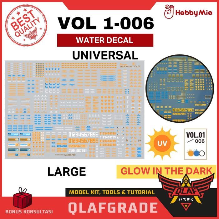 READY Water Decal Large VOL 1- 006 GLOW IN THE DARK UV MG HG RG PG - High Res. Water Slide