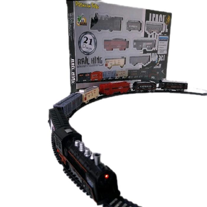 Mainan Kereta Api Anak Rail King / Mainan Kereta Api Klasik Miniatur Kereta Api Lokomotif Baterai
