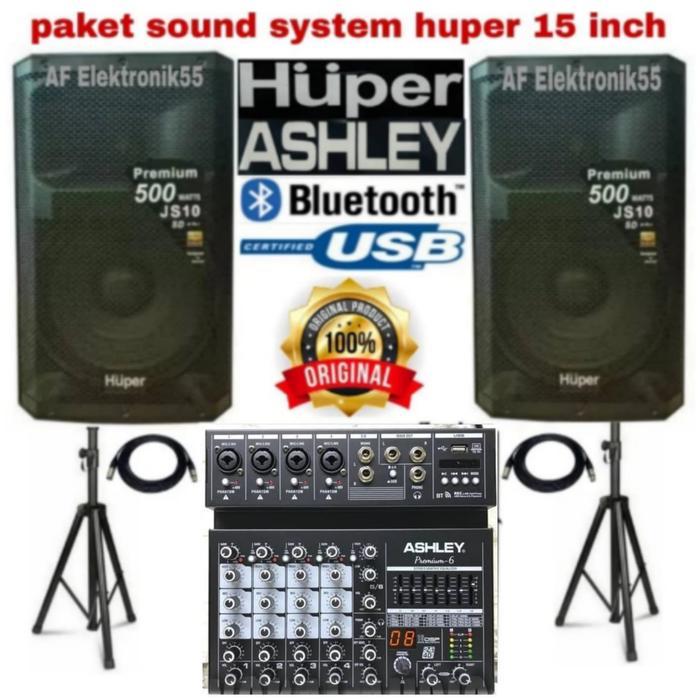 Paket Sound System speaker Aktif Huper 15 Inch + Mixer Ashley Original